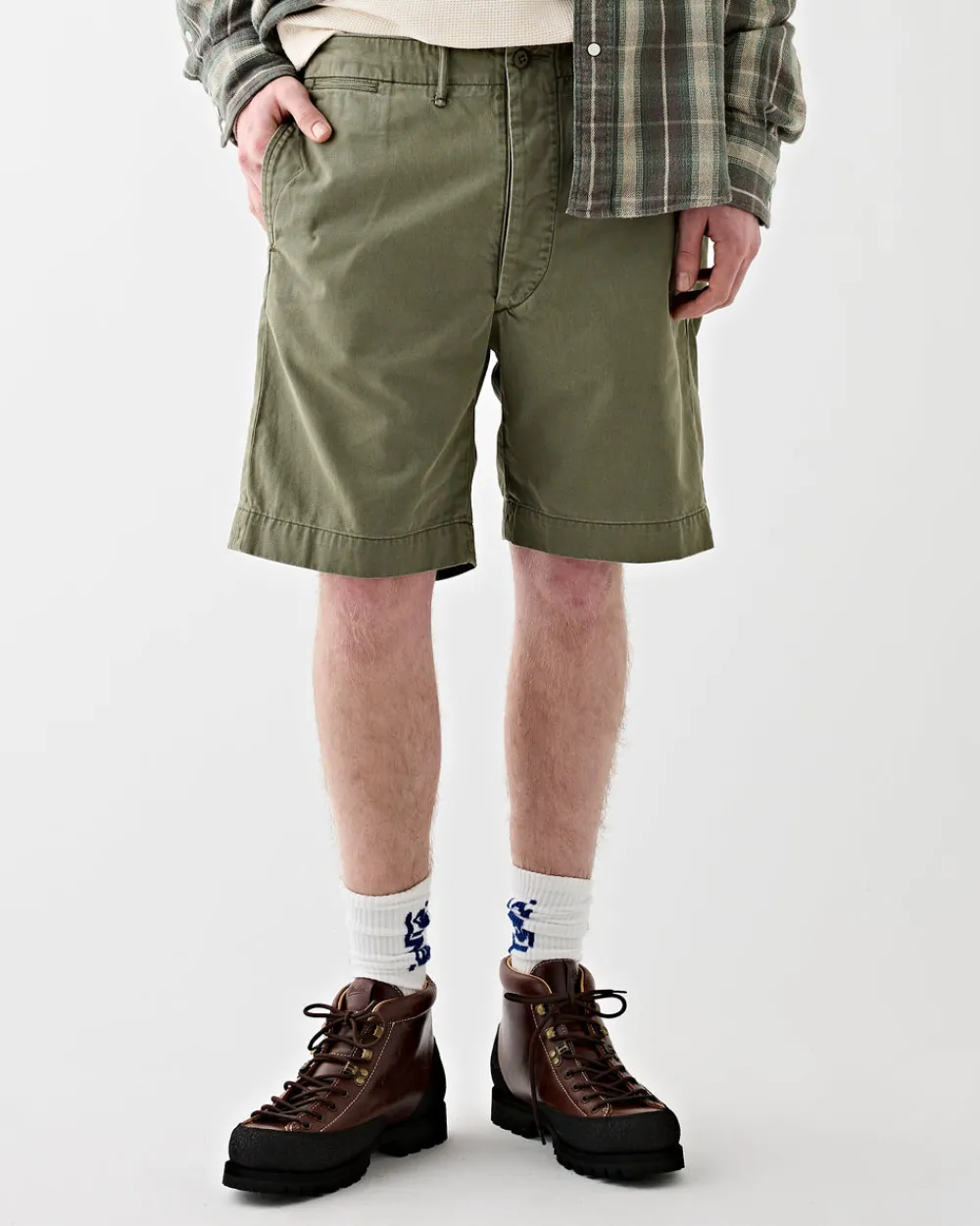 RRL 1943 Herringbone Twill Field Short Olive Outlet