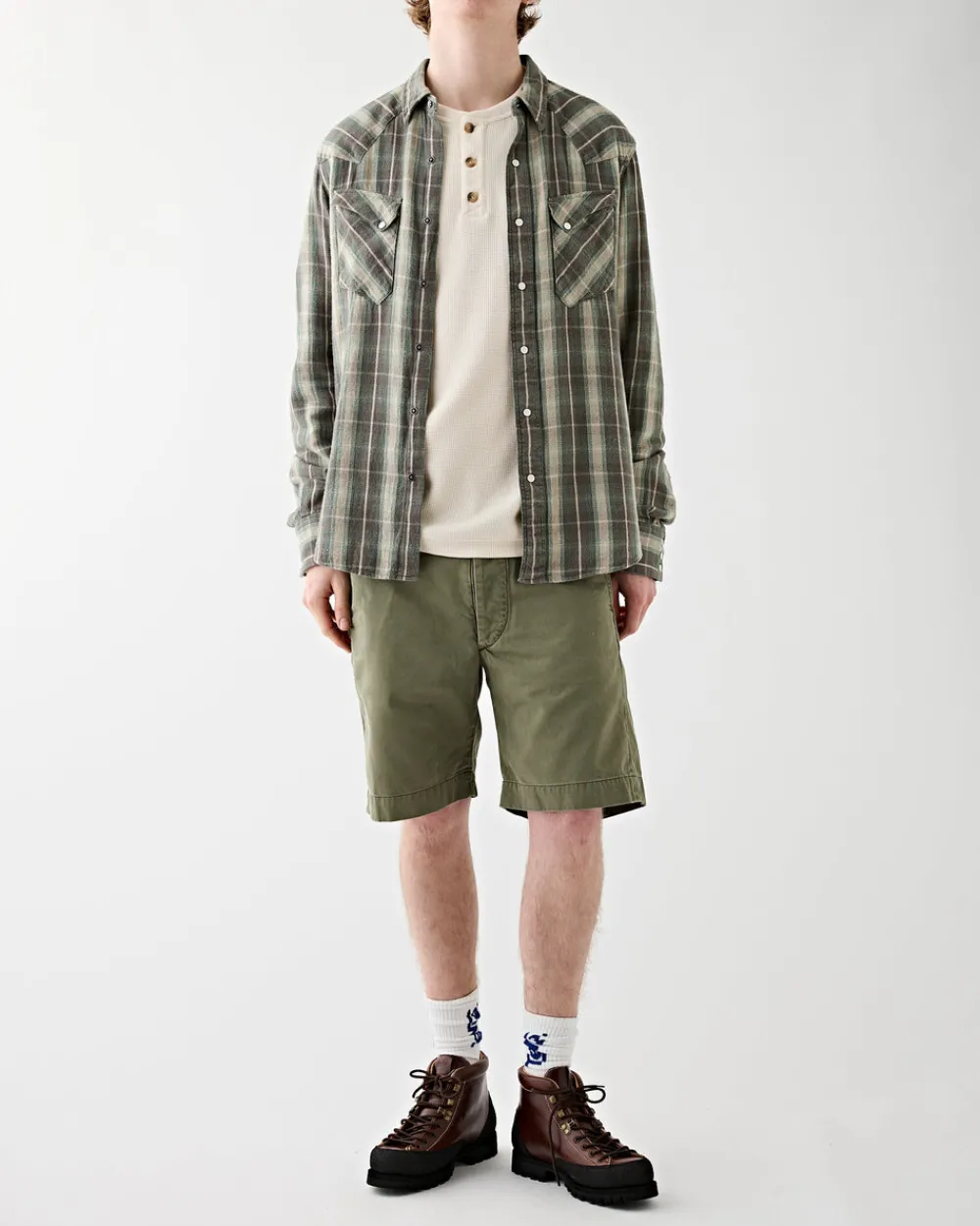RRL 1943 Herringbone Twill Field Short Olive Outlet