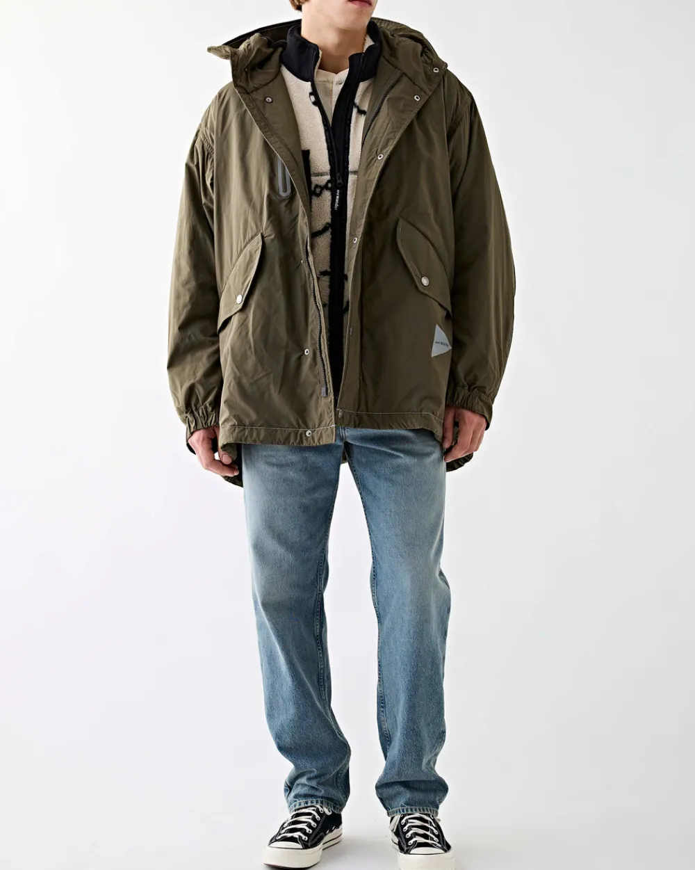 and wander Fishtail Octa Coat Khaki Discount