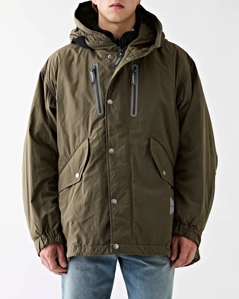 and wander Fishtail Octa Coat Khaki Discount