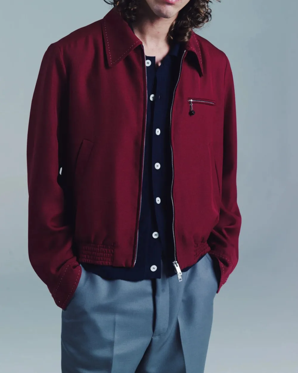 SECOND/LAYER Loco Dice Jacket Burgundy Red Fashion