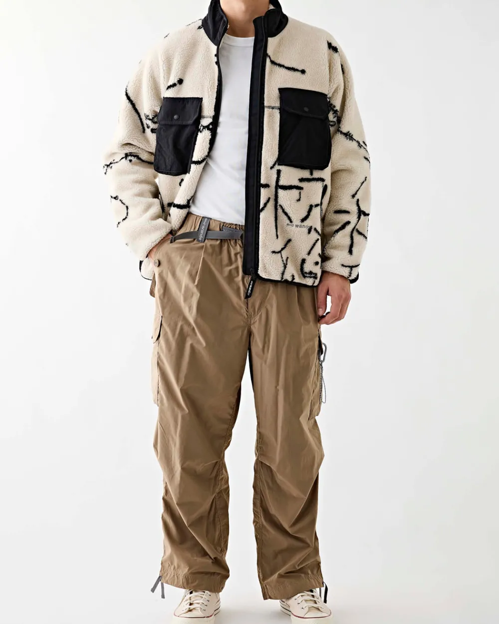 and wander Oversized Cargo Pants Beige Outlet