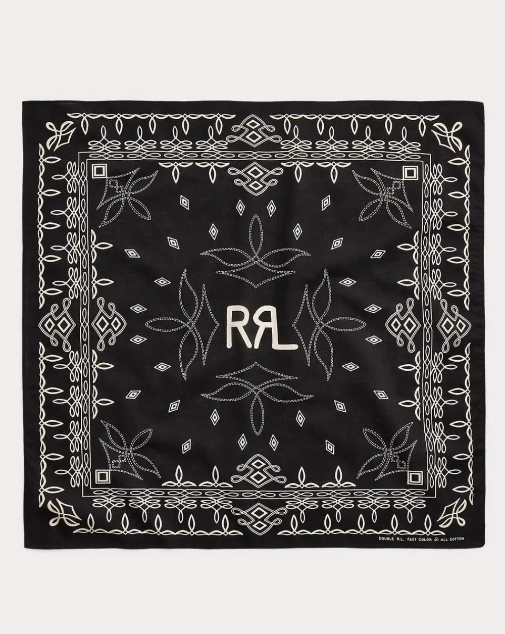RRL Ranch Logo Bandana Black/Cream Best