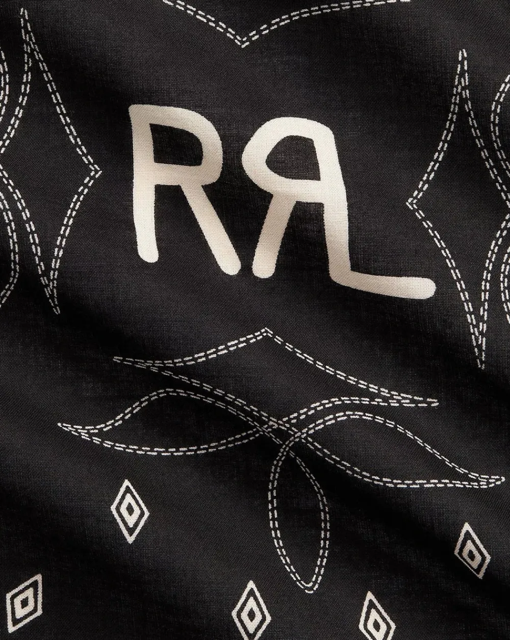 RRL Ranch Logo Bandana Black/Cream Best