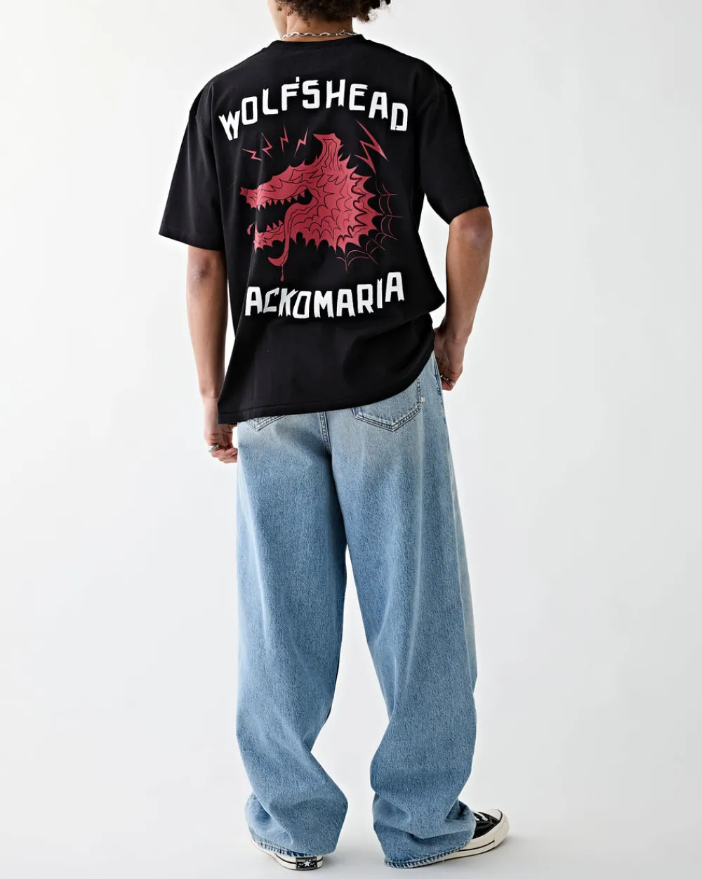 Wacko Maria Wolf's Head Washed Heavy Weight T-Shirt Black Clearance