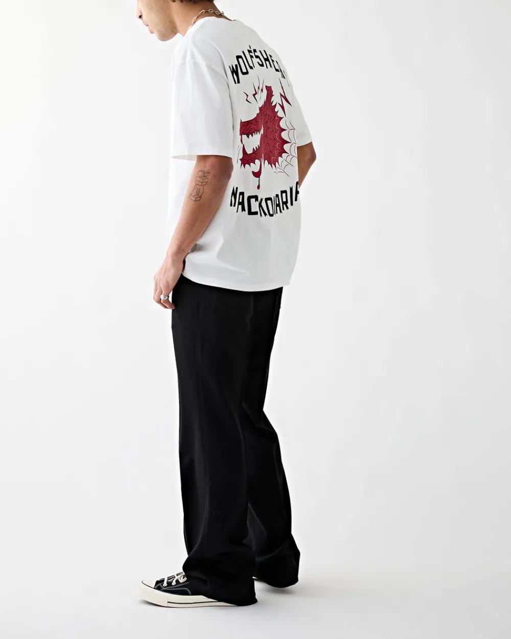 Wacko Maria Wolf's Head Washed Heavy Weight T-Shirt White New