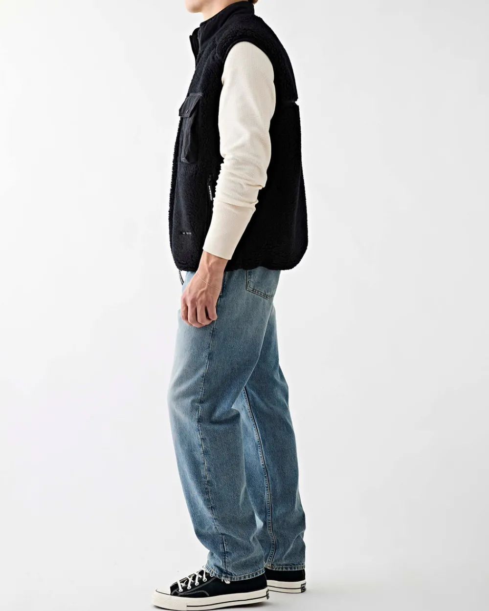 and wander Wool Boa Vest Black Online