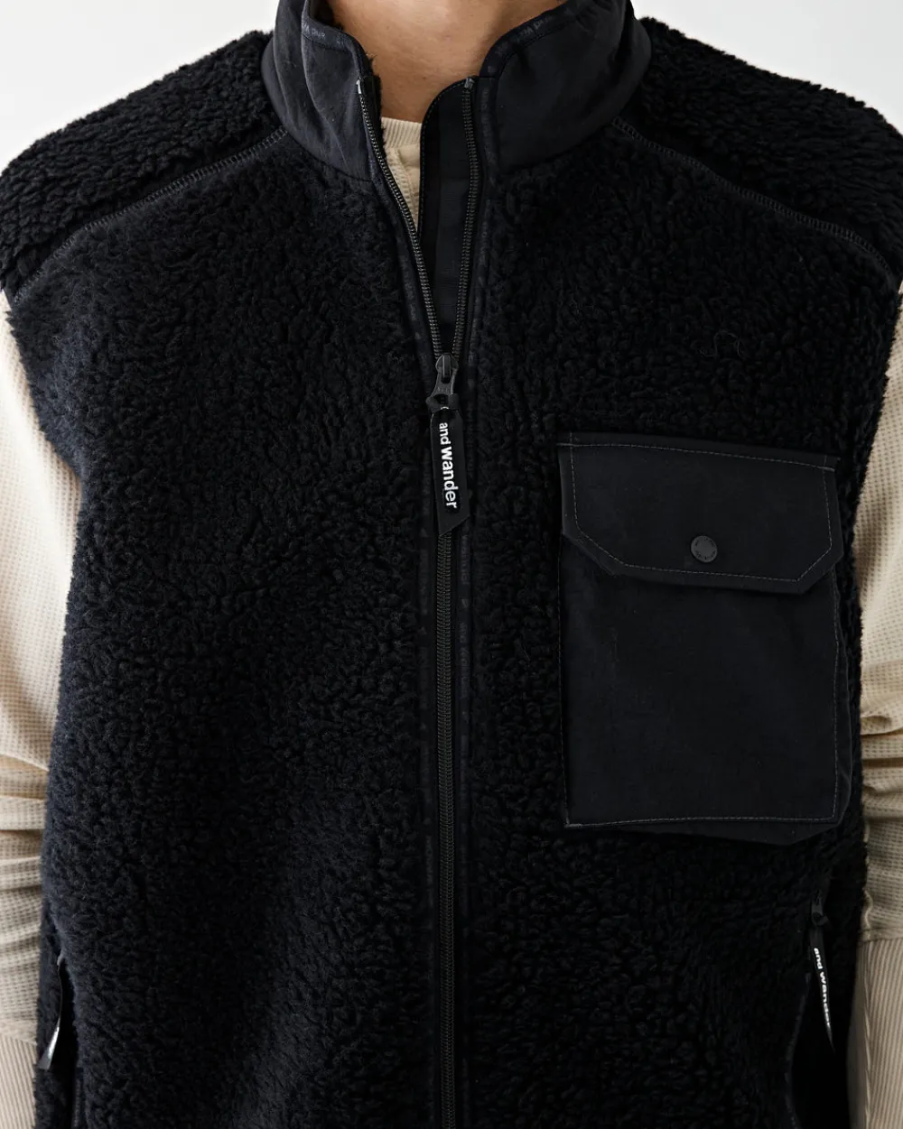 and wander Wool Boa Vest Black Online